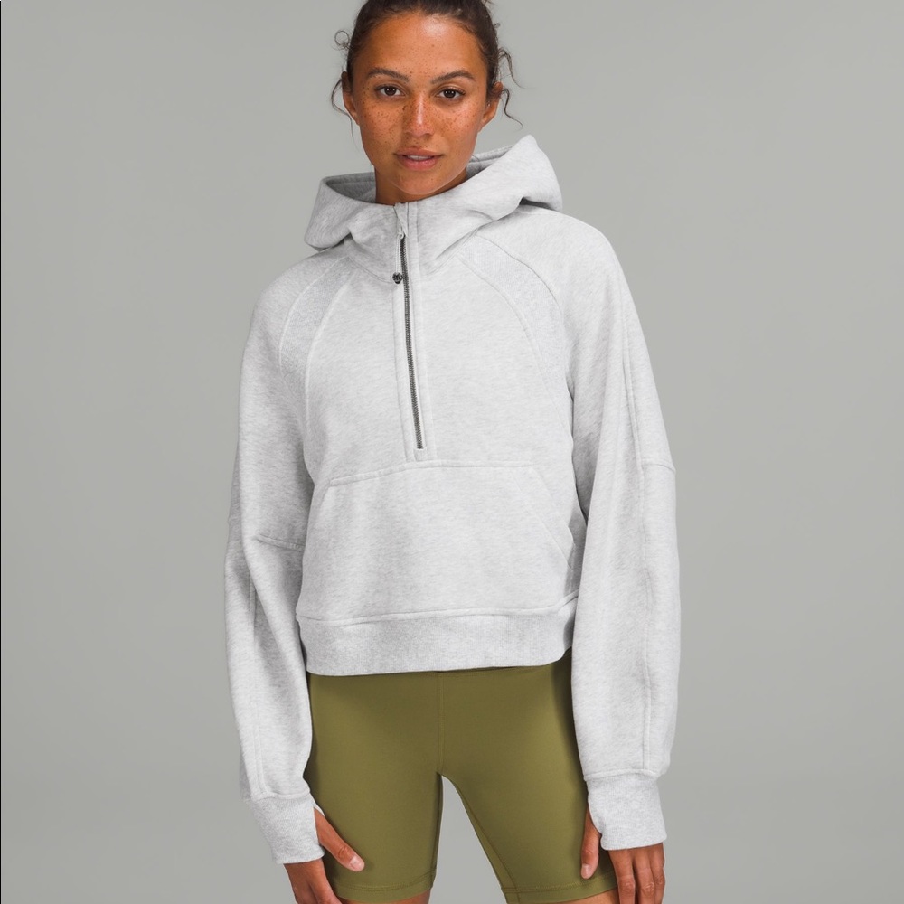 EUC Lululemon Scuba Oversized Half-Zip Hoodie xs/s heathered light gray